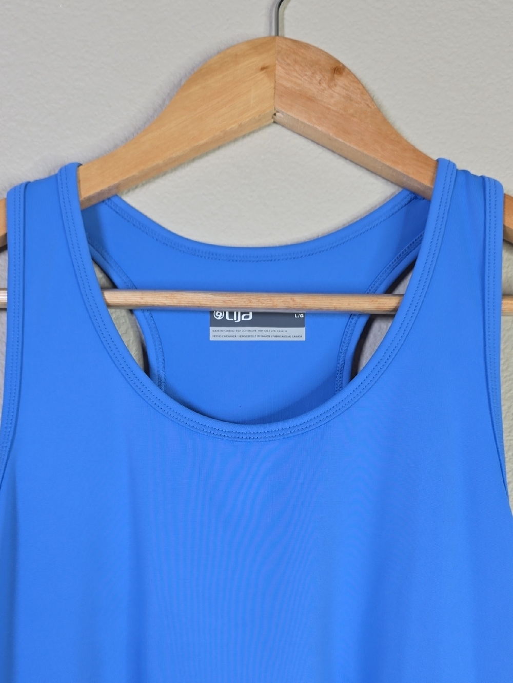Lija Bright Blue Its All About Love Rival Racerback Tank Size Large Nwt - Picture 2 of 7